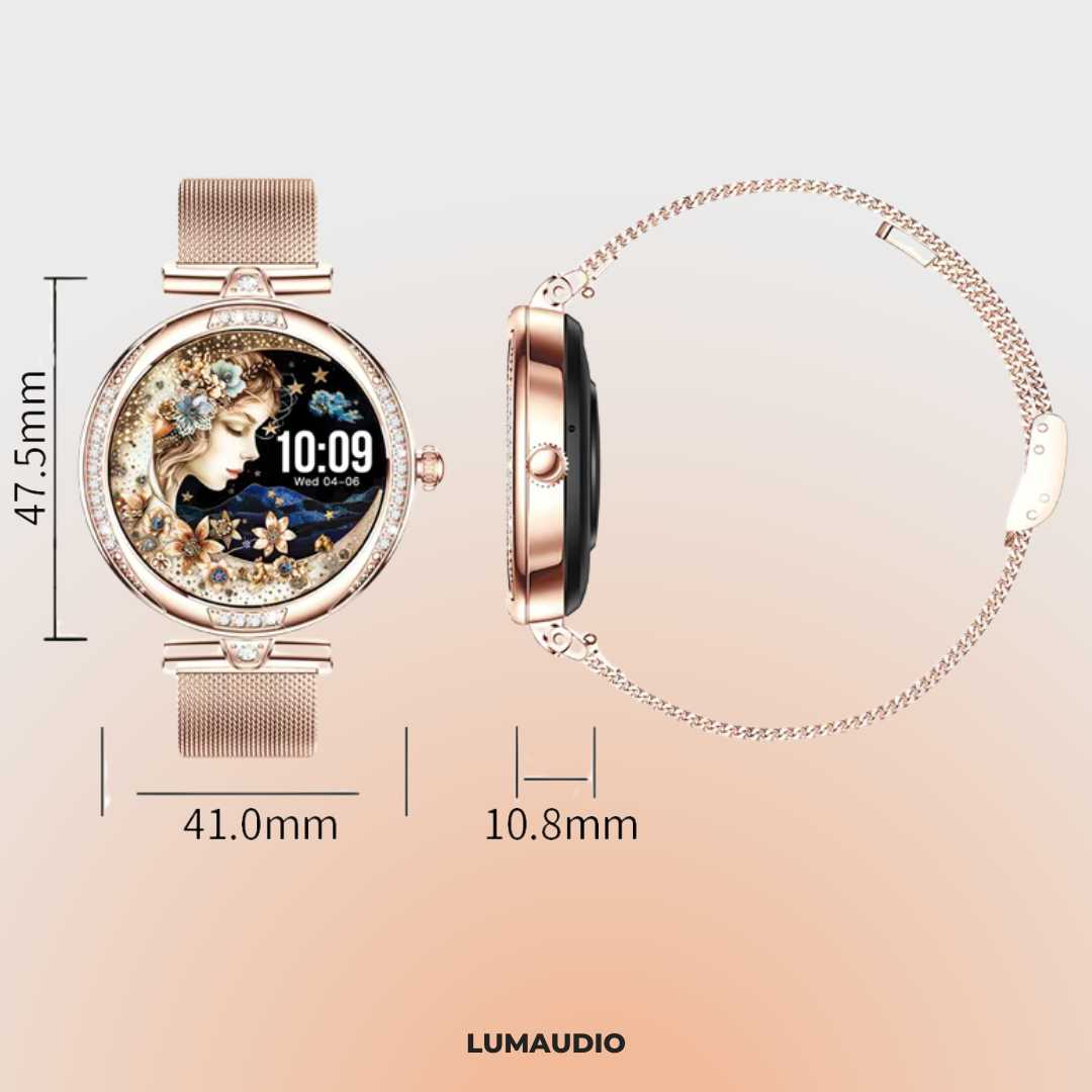 Ceas Smartwatch dama LUMAUDiO® Infinity, autonomie 7 zile, 2 curele
