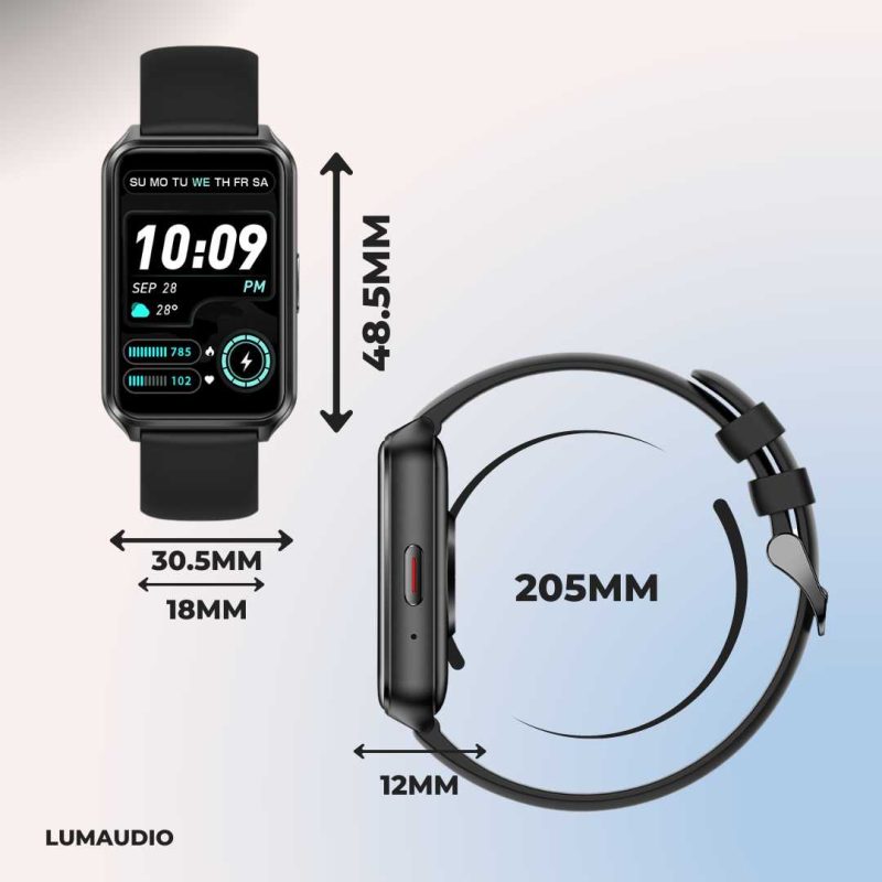 Smartwatch LUMAUDiO® Evora cu Autonomie 7 zile și Notificari retele sociale, 2 curele, monitorizare somn