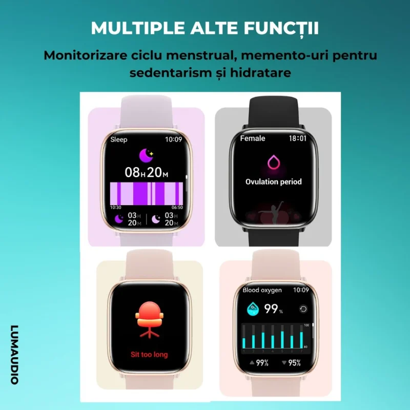 Ceas Smartwatch dama LUMAUDiO® Quantum, functii avansate