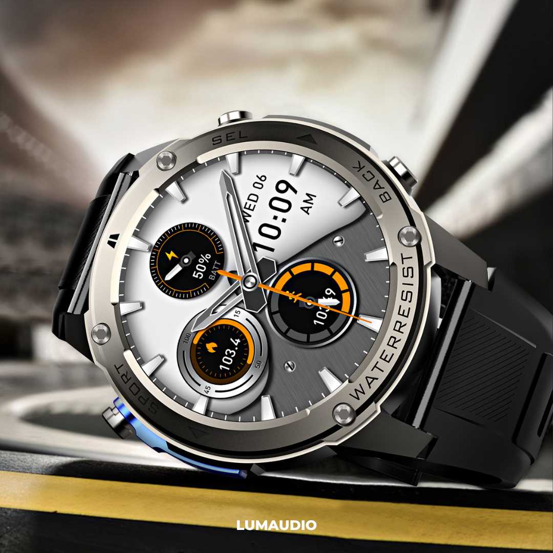 Ceas Smartwatch barbati LUMAUDiO® Tank, Rezistent la inot, GPS performant,