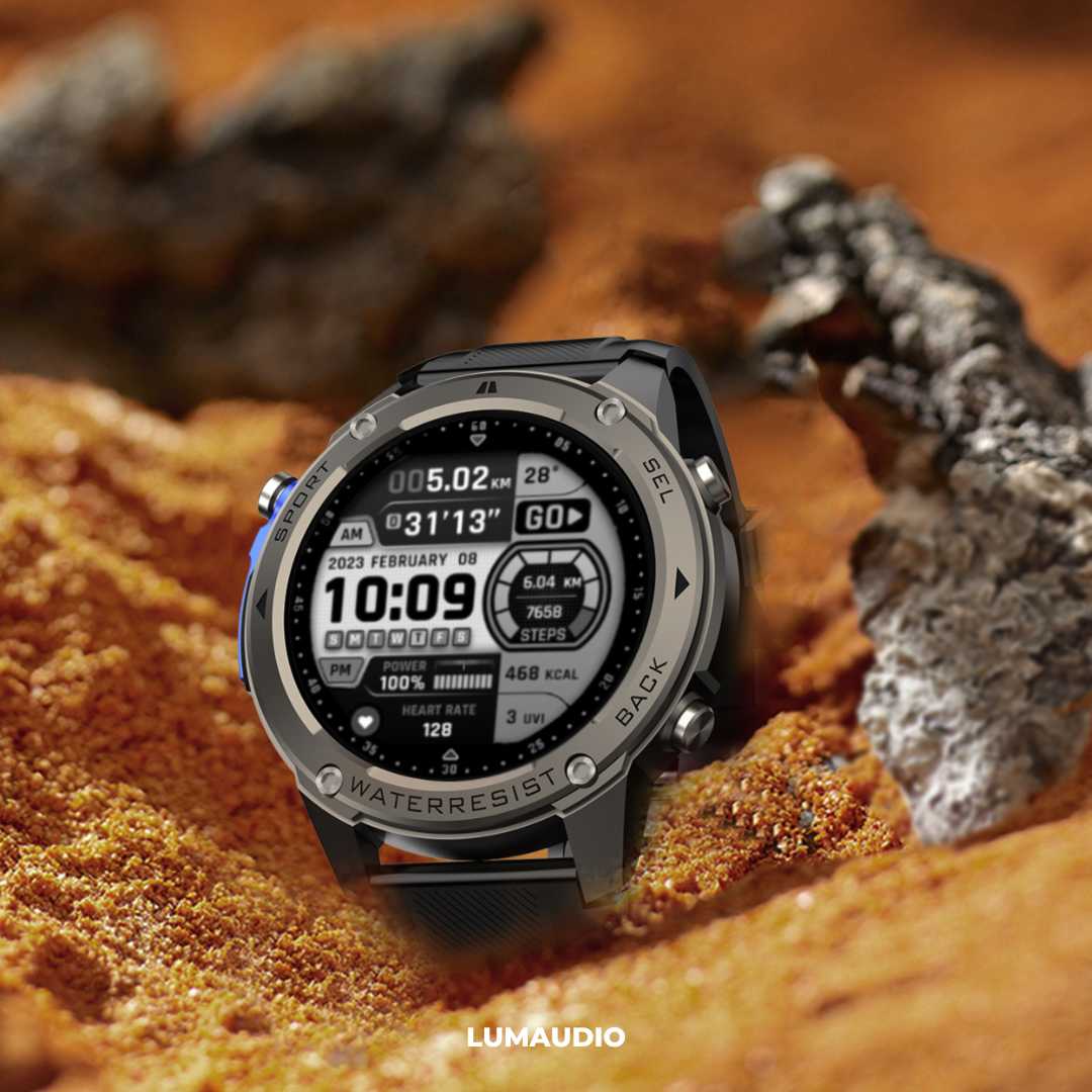 Ceas Smartwatch barbati LUMAUDiO® Tank, Rezistent la inot, GPS performant,