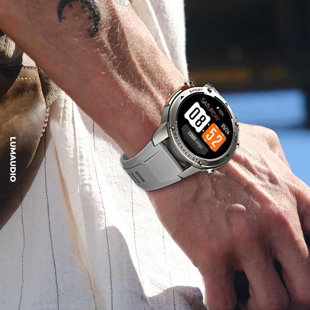 Ceas Smartwatch barbati LUMAUDiO® Tank, Rezistent la inot, GPS performant, design elegant