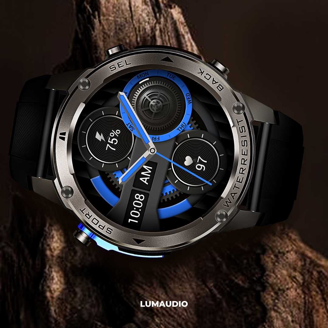 Ceas Smartwatch barbati LUMAUDiO® Tank, Rezistent la inot, GPS performant