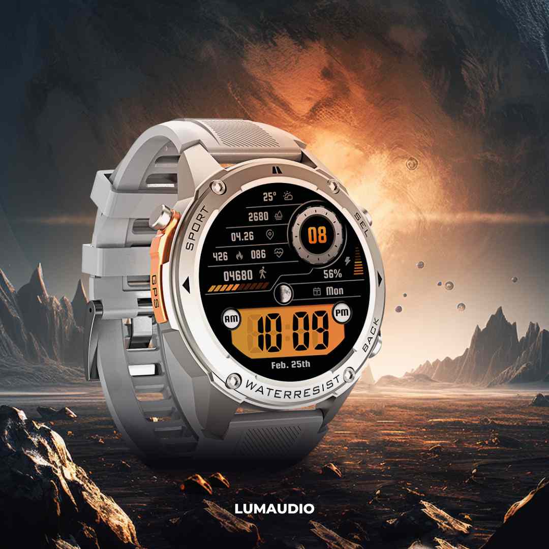 Ceas Smartwatch barbati LUMAUDiO® Tank, Rezistent la inot, GPS performant