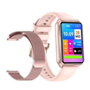 Smartwatch LUMAUDiO® Evora cu Autonomie 7 zile și Notificari retele sociale, 2 curele, monitorizare somn