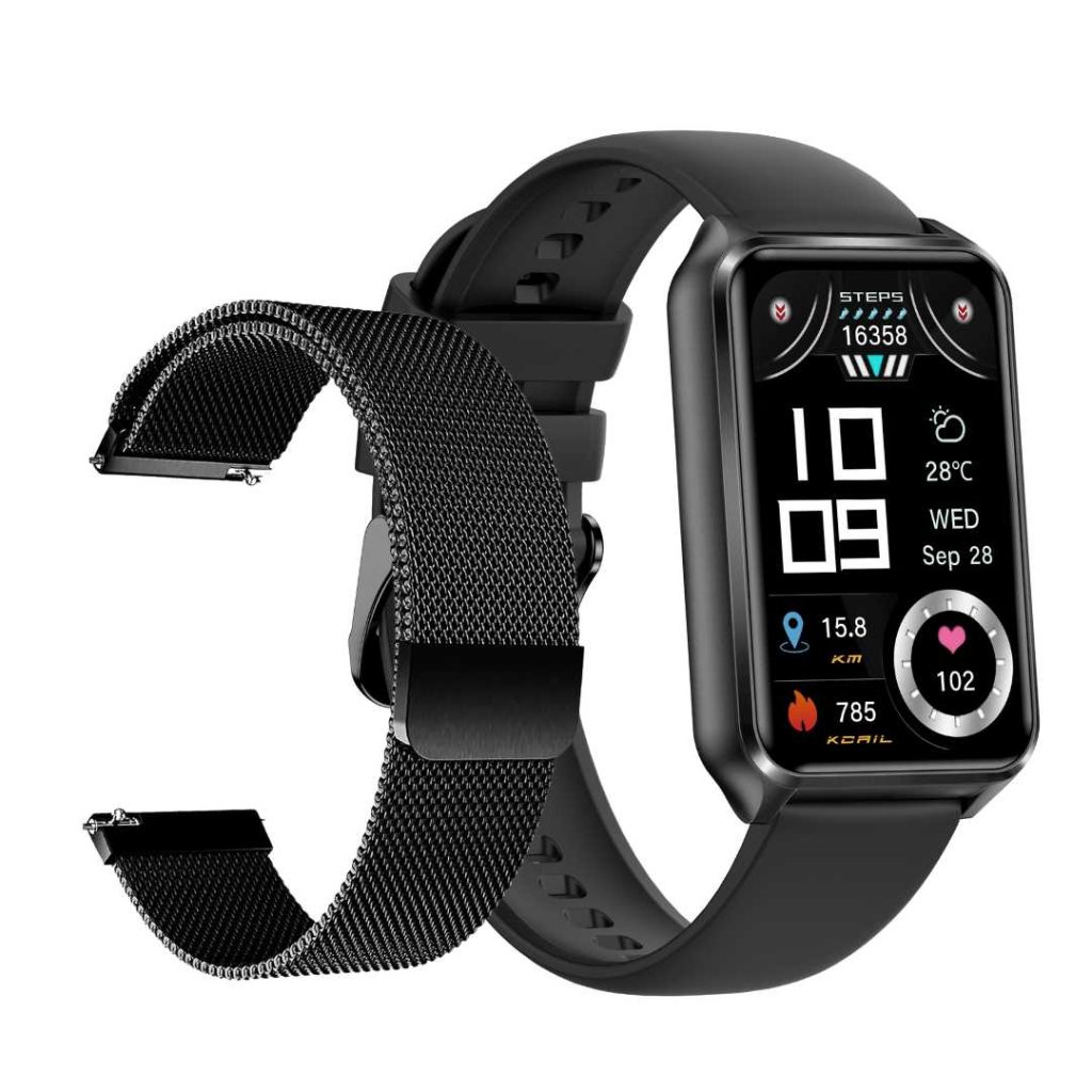 Smartwatch LUMAUDiO® Evora cu Autonomie 7 zile și Notificari retele sociale, 2 curele, monitorizare somn