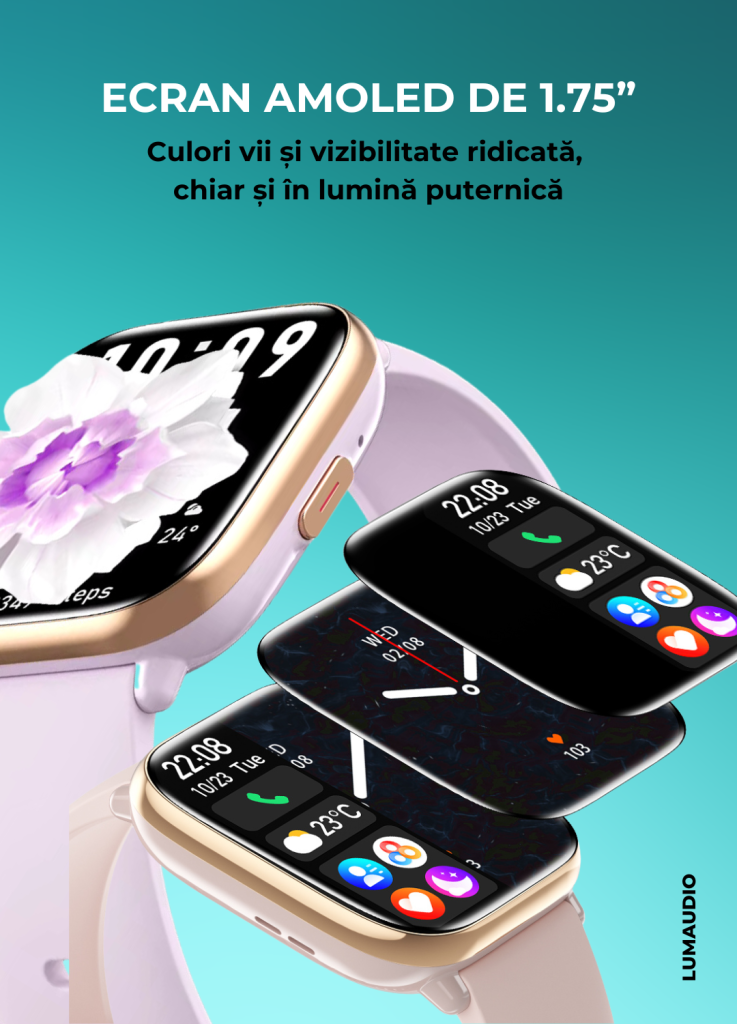 Ceas Smartwatch dama LUMAUDiO® Quantum, ecran AMOLED