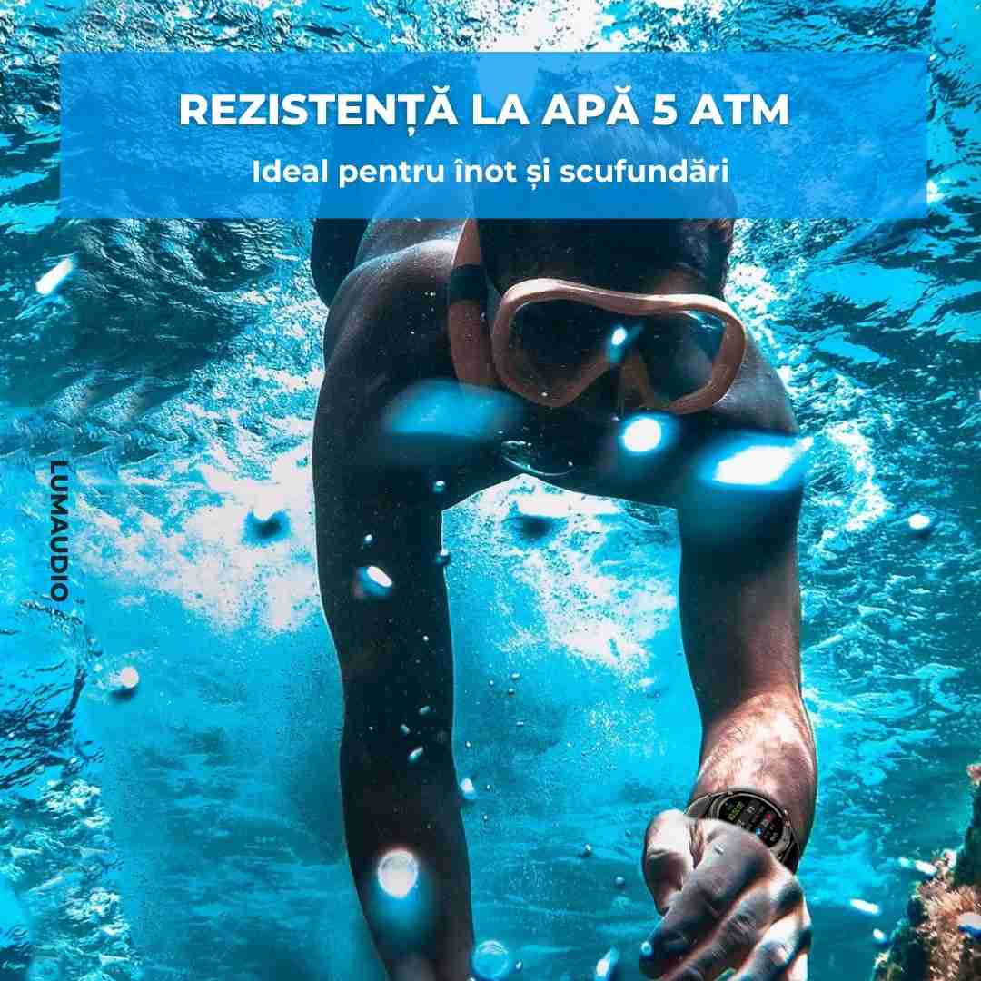 Ceas Smartwatch barbati LUMAUDiO® Tank, Rezistent la inot, GPS performant, rezistent la scufundari