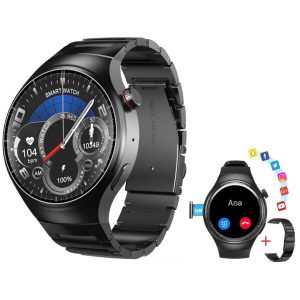 Ceas Smartwatch barbati LUMAUDiO® Phyton cu Sistem de operare Android și Cartela SIM 4G LTE, 2 curele