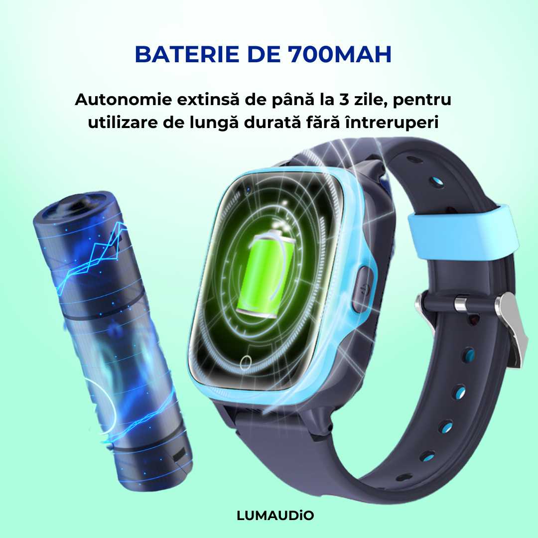 Smartwatch copii LUMAUDiO® Spot cu autonomie mare