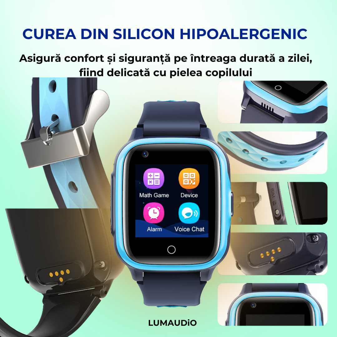 Smartwatch copii LUMAUDiO® Spot cu materiale hipoalergenice