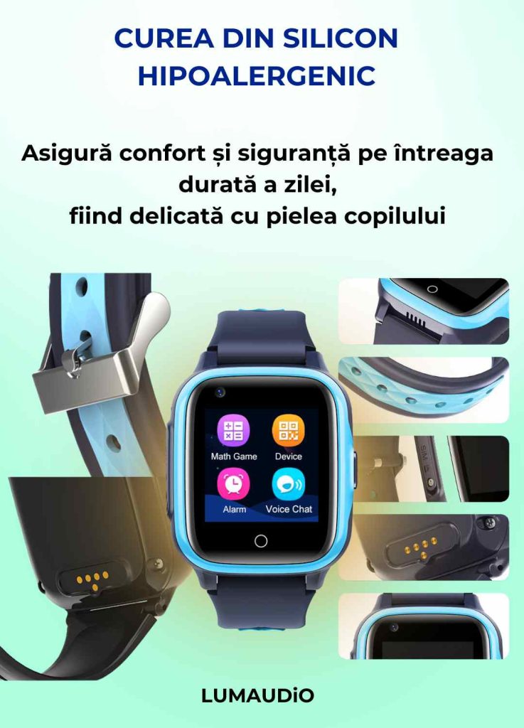 Smartwatch copii LUMAUDiO® Spot cu materiale hipoalergenice