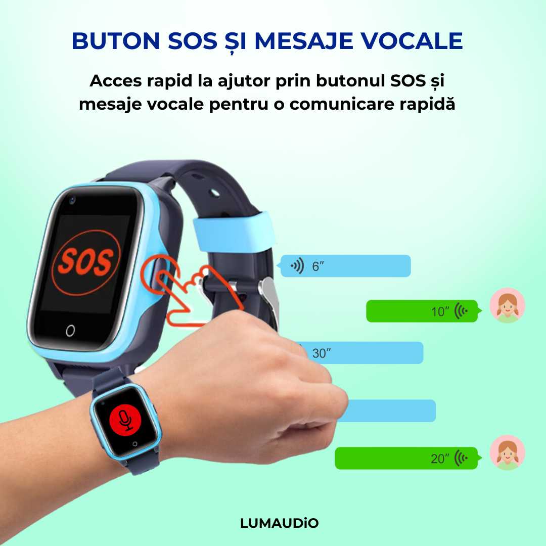 Smartwatch copii LUMAUDiO® Spot cu mesaje vocale si buton SOS
