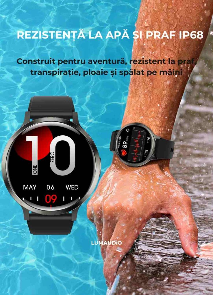 Ceas Smartwatch barbati LUMAUDiO® Dominus cu Autonomie 10 zile și 2 curele incluse, rezistent la apa