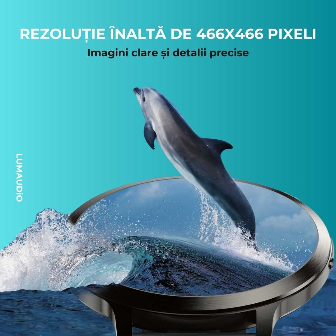 Ceas Smartwatch barbati LUMAUDiO® Dominus cu Autonomie 10 zile și 2 curele incluse rezolutie mare