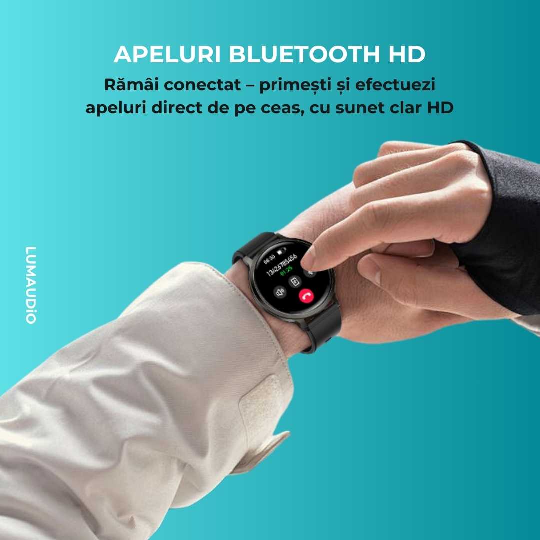 Ceas Smartwatch barbati LUMAUDiO® Dominus cu Autonomie 10 zile și 2 curele incluse - imagine 4