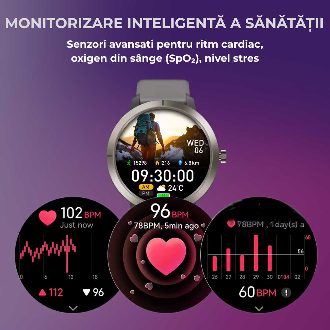 Smartwatch LUMAUDiO® HidraNav, rezistent la inot si scufundari, GPS performant, monitorizare sanatate