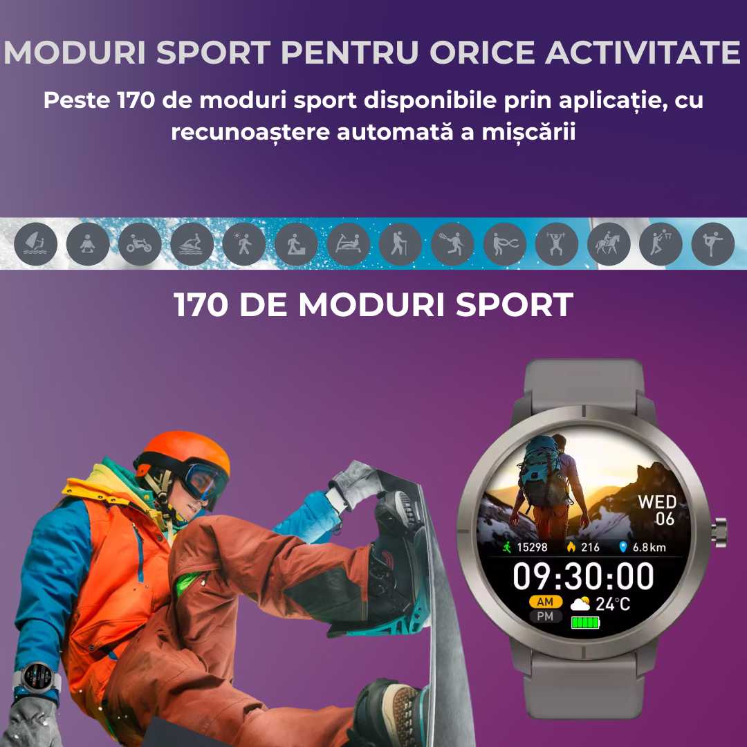 Smartwatch LUMAUDiO® HidraNav, rezistent la inot si scufundari, GPS performant, moduri sport