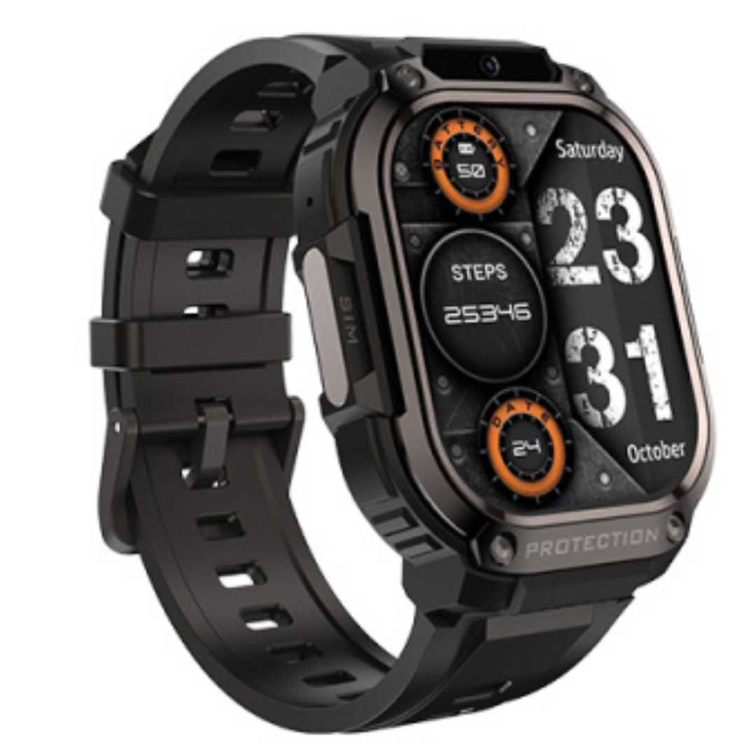 Ceas Smartwatch barbati LUMAUDiO® Alpha cu Android SIM 4G si camera frontala, negru
