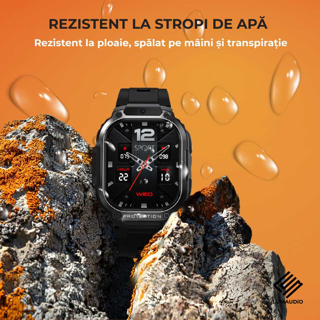 Ceas Smartwatch barbati LUMAUDiO® Alpha cu Android SIM 4G si camera frontala, rezistent la apa