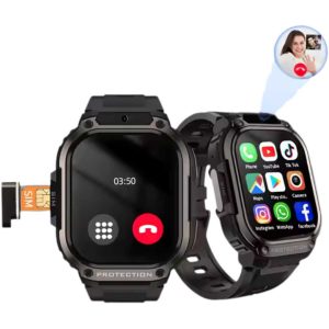 Ceas Smartwatch barbati LUMAUDiO® Alpha cu Android SIM 4G si camera frontala, negru