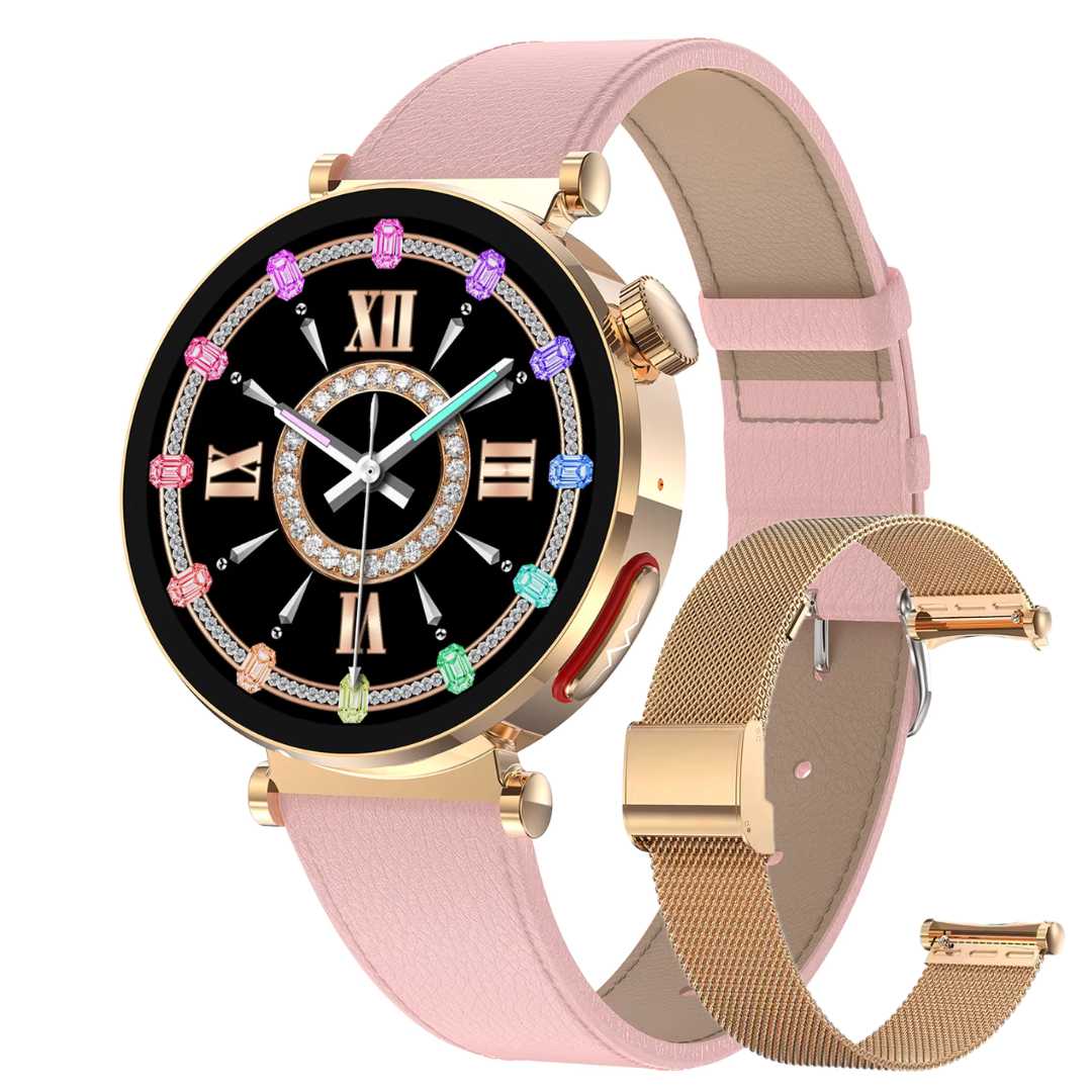 Ceas Smartwatch dama LUMAUDiO® Pulsara cu monitorizare tensiune arterială și 2 curele incluse