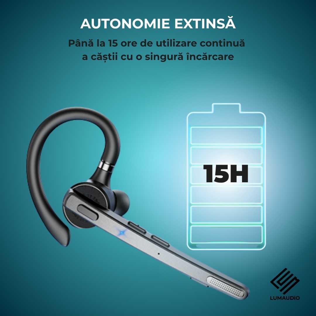 Casca Bluetooth Wireless Profesionala LUMAUDiO® Pilot cu autonomie mare, multipoint, compatibilitate universala