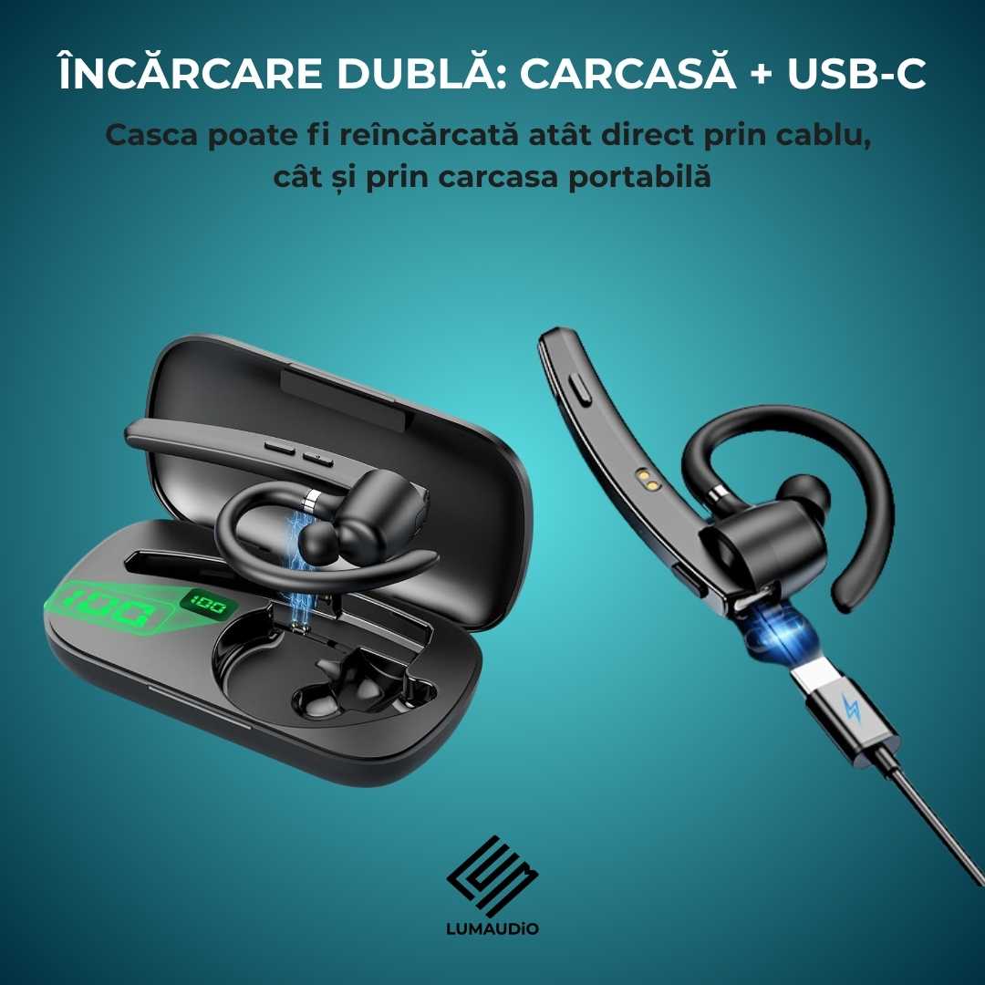 Casca Bluetooth Wireless Profesionala LUMAUDiO® Pilot cu autonomie mare, multipoint, compatibilitate universala