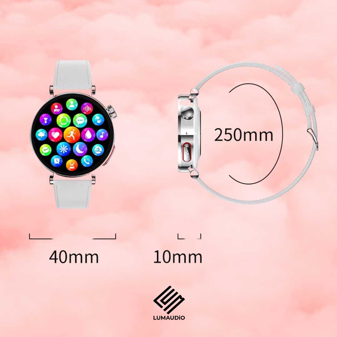 Ceas Smartwatch dama LUMAUDiO® Pulsara cu monitorizare tensiune arterială și 2 curele incluse