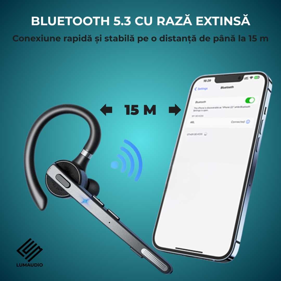 Casca Bluetooth Wireless Profesionala LUMAUDiO® Pilot cu autonomie mare, multipoint, compatibilitate universala, Bluetooth 5.3