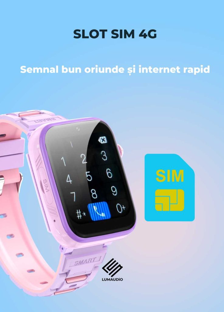 Ceas Smartwatch Copii LUMAUDiO® TinyTrail 4G cu GPS și functie spion