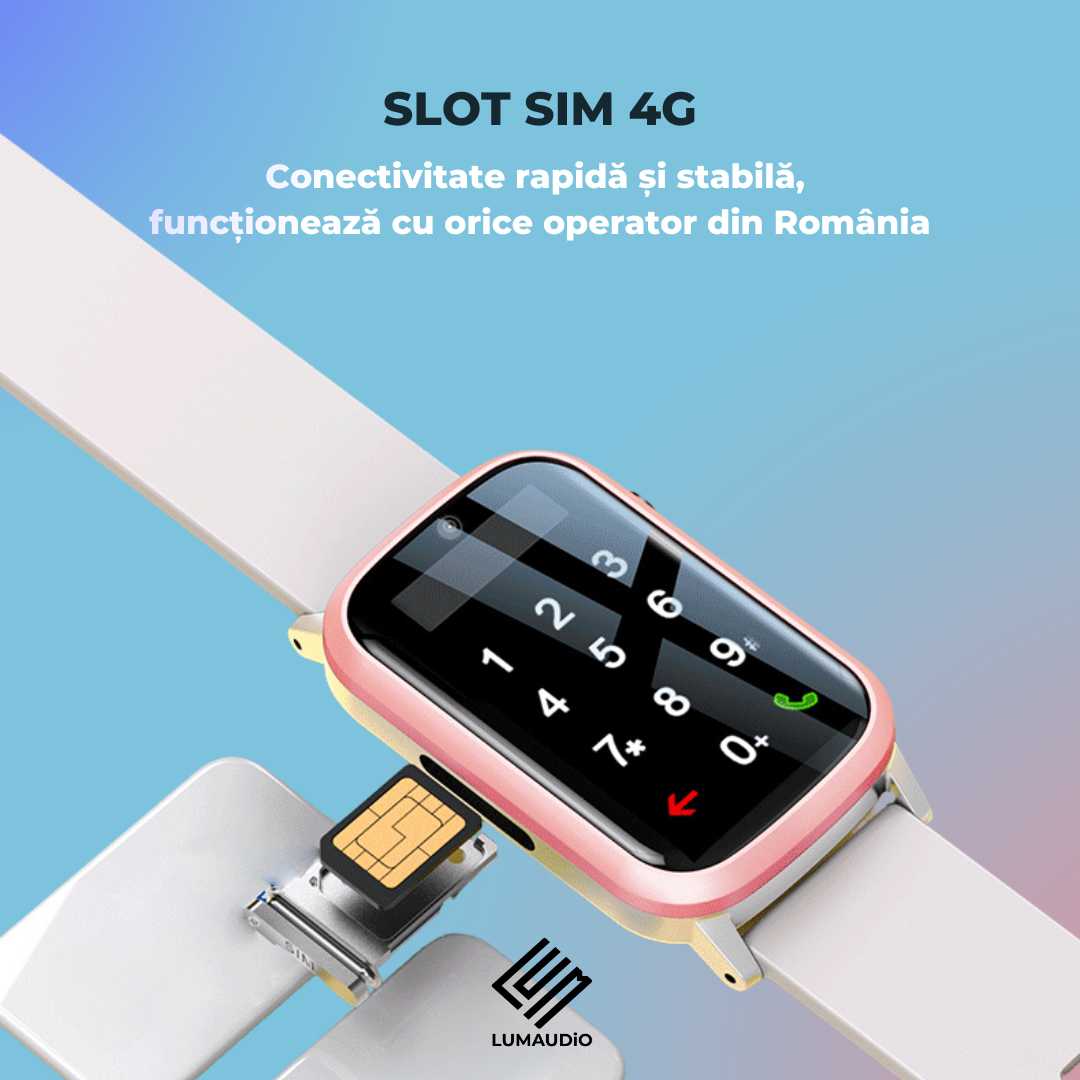Ceas Smartwatch Copii LUMAUDiO® Navikid cu slot SIM 4G și localizare GPS