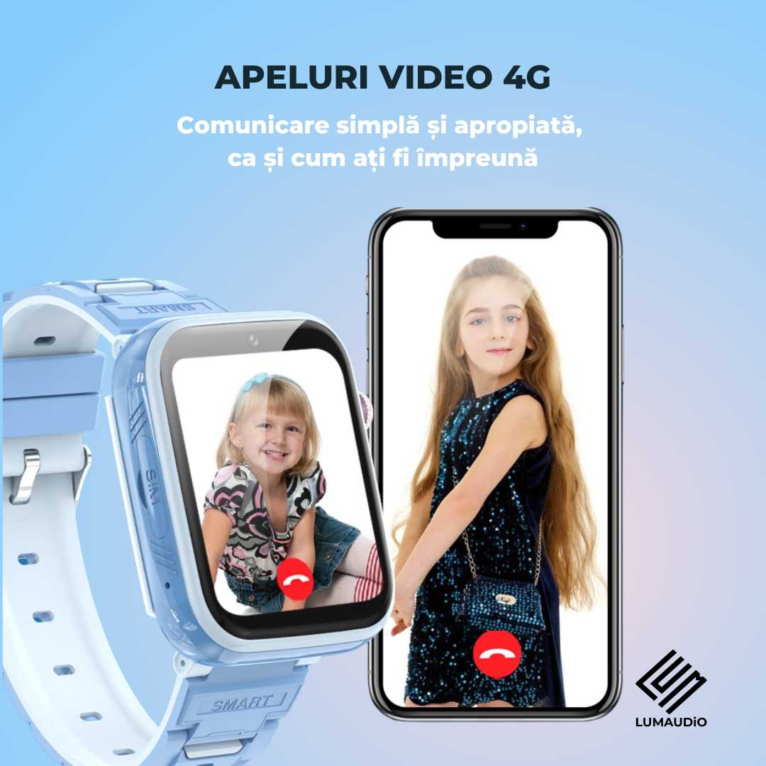 Ceas Smartwatch Copii LUMAUDiO® TinyTrail 4G cu GPS și functie spion