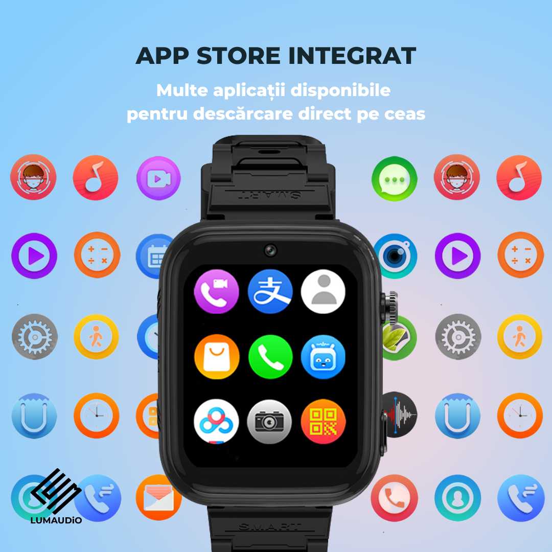 Ceas Smartwatch Copii LUMAUDiO® TinyTrail 4G cu GPS și functie spion