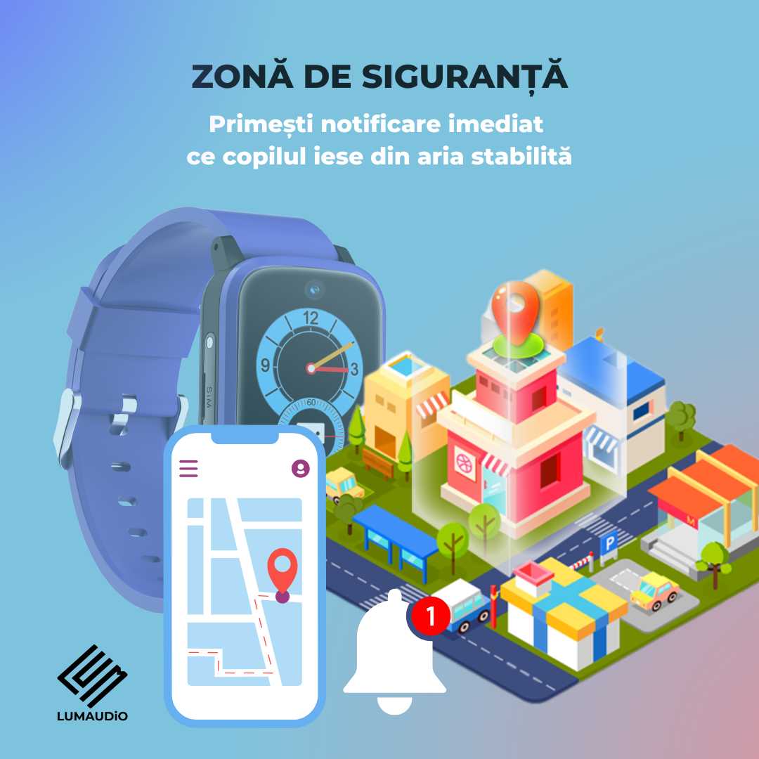 Ceas Smartwatch Copii LUMAUDiO® Navikid cu slot SIM 4G și localizare GPS