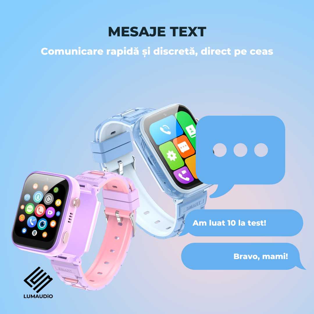 Ceas Smartwatch Copii LUMAUDiO® TinyTrail 4G cu GPS și functie spion