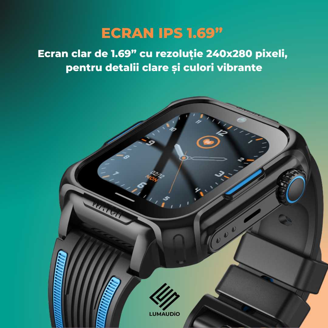 Smartwatch Copii LUMAUDiO® Ping cu 4G și GPS, Husă de Silicon Inclusă