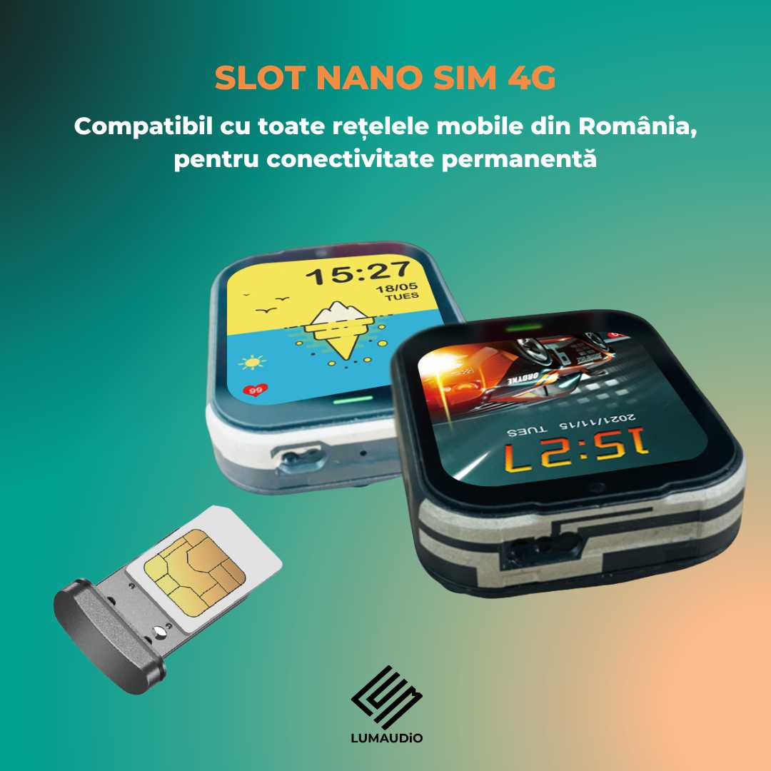 Smartwatch Copii LUMAUDiO® Ping cu 4G și GPS, Husă de Silicon Inclusă
