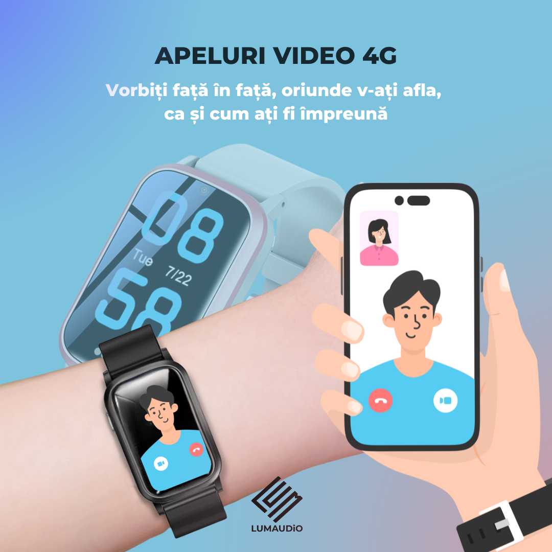 Ceas Smartwatch Copii LUMAUDiO® Navikid cu slot SIM 4G și localizare GPS