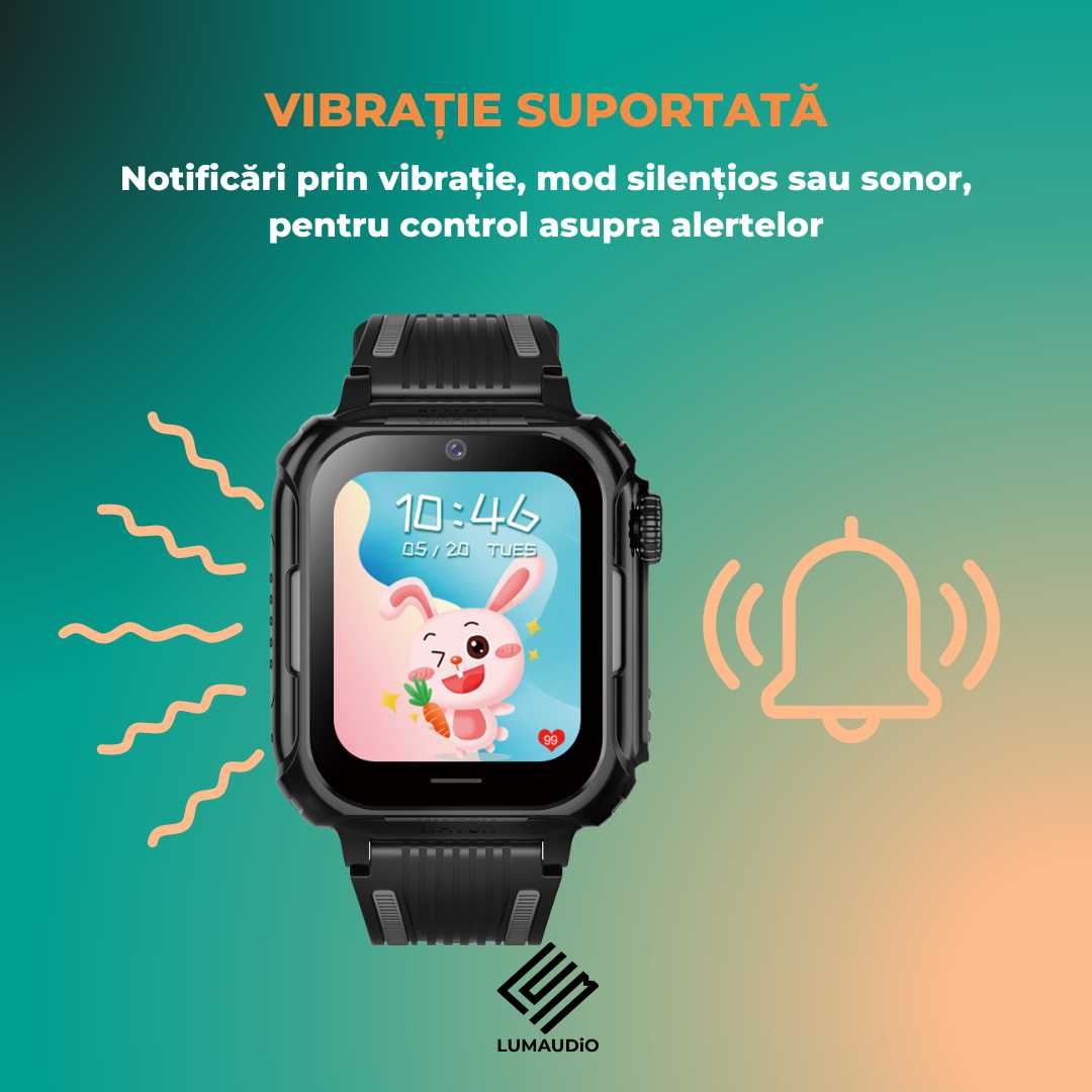 Smartwatch Copii LUMAUDiO® Ping cu 4G și GPS, Husă de Silicon Inclusă