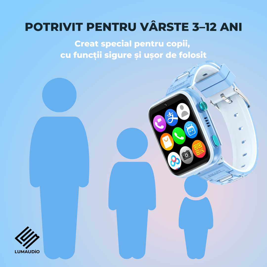 Ceas Smartwatch Copii LUMAUDiO® TinyTrail 4G cu GPS și functie spion