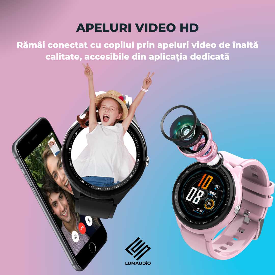 Smartwatch Copii LUMAUDiO® Dora 4G cu GPS, Apeluri Video HD și WhatsApp