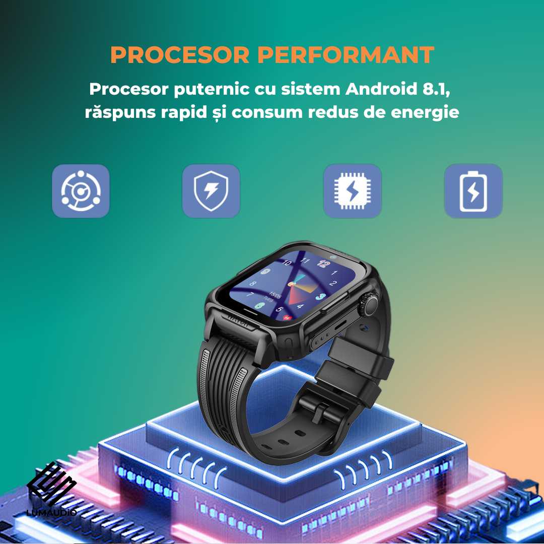Smartwatch Copii LUMAUDiO® Ping cu 4G și GPS, Husă de Silicon Inclusă