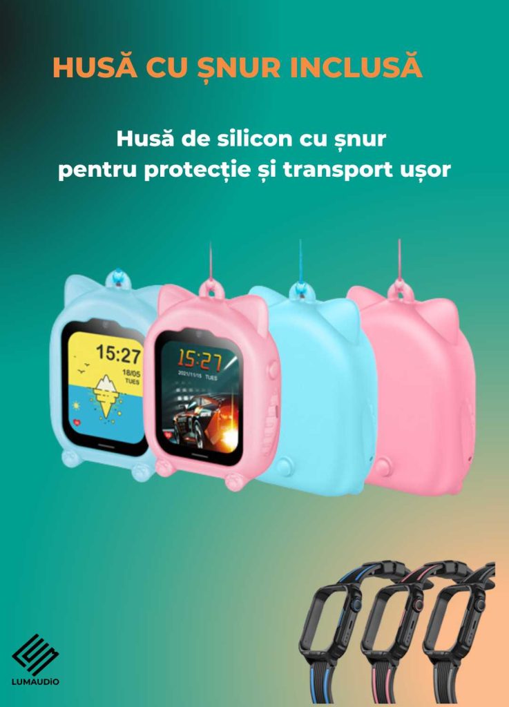 Smartwatch Copii LUMAUDiO® Ping cu 4G și GPS, Husă de Silicon Inclusă