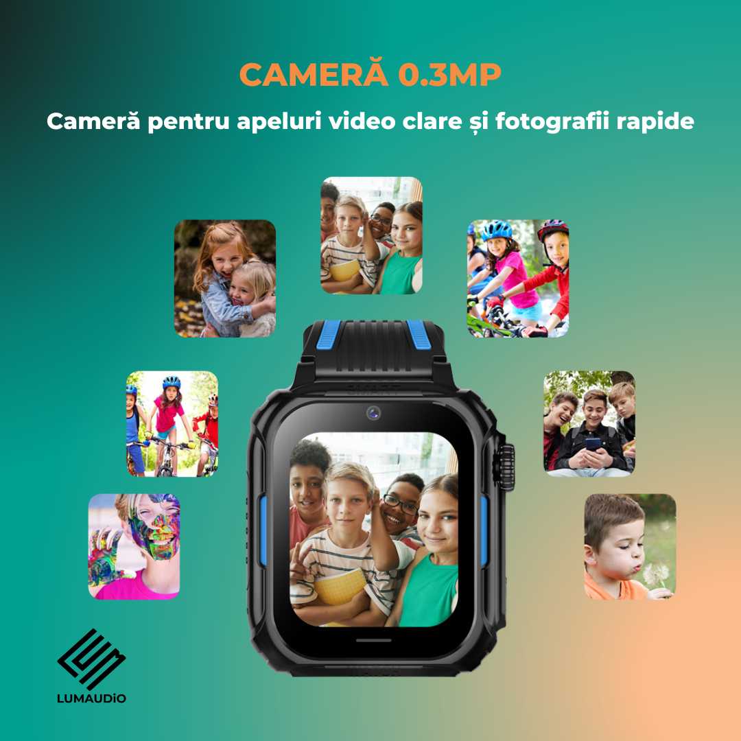 Smartwatch Copii LUMAUDiO® Ping cu 4G și GPS, Husă de Silicon Inclusă, camera HD