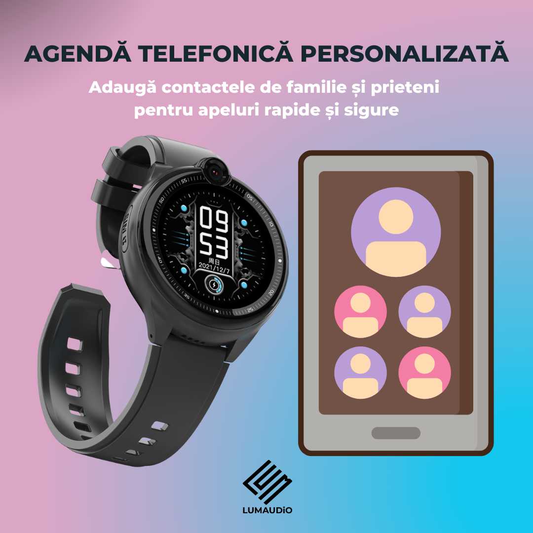 Smartwatch Copii LUMAUDiO® Dora 4G cu GPS, Apeluri Video HD și WhatsApp