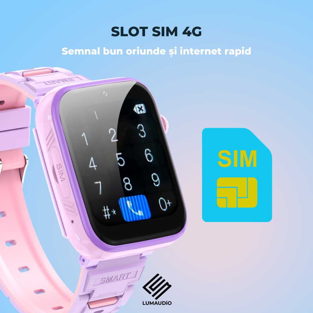 Ceas Smartwatch Copii LUMAUDiO® TinyTrail 4G cu GPS și functie spion